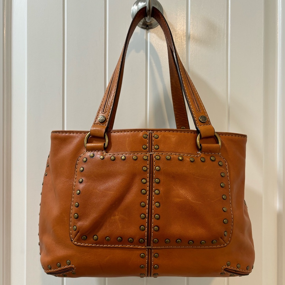 Michael Kors Brown Tan Studded Leather Shoulder Bag